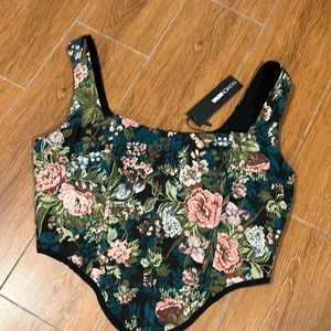 Floral brocade corset